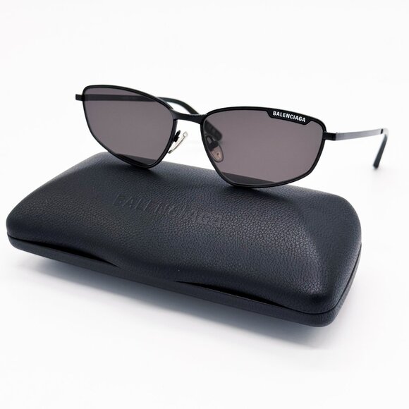 NEW BALENCIAGA BB0277S 001 SUNGLASSES UNISEX BLACK GREY OVAL EYEWEAR BALENCIAGA - Picture 1 of 12